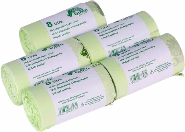 Green Giraffe 8 Litre Food Bin Caddy Liners in Green (Pack of 5)