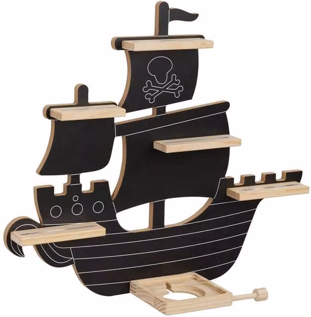 tectake Mylittlestory Pirate Wall Shelf for up to 40 Tonies in Black – 1