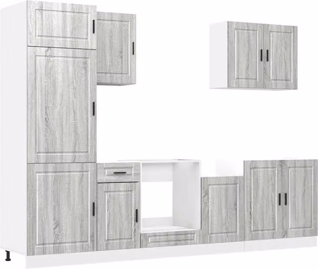 Berkfield Home Kalmar 7 Piece Modern Kitchen Cabinet Set in Grey Sonoma Engineered Wood