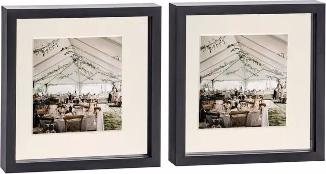 Nicola Spring Pack of 2 Square 3D Box Photo Frames in Black and Grey, W/D/H: 25.4 x 25.4 x 25.4 cm