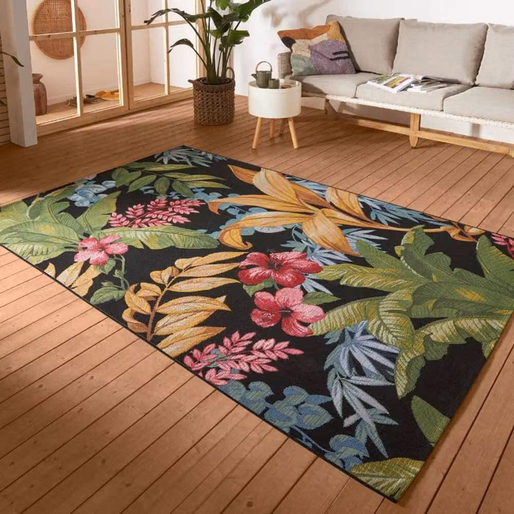 THE RUGS Flair Tropical Floral Flatweave Indoor Outdoor Rug, Multicolour, W: 200 cm, L: 285 cm – 5