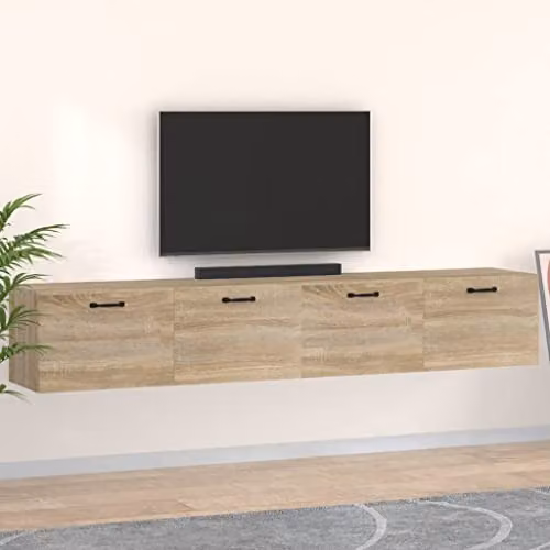 vidaXL Set of 2 Wall Mounted Cabinets in Brown Sonoma Oak, W/D/H: 100 x 36.5 x 35 cm – 2