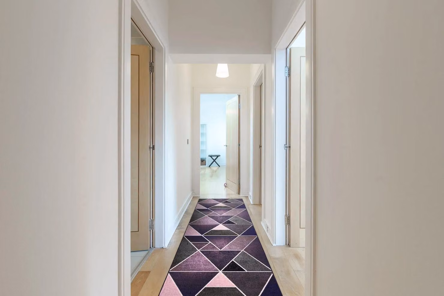 RugsX Anti-Slip Geometric Triangle Runner in Purple, W: 120 cm, L: 250 cm – 3