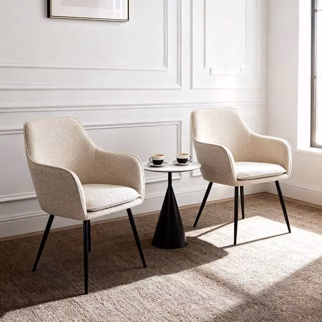 Home Garden Direct Muse Boucle Accent Chair Set of 2 in White
