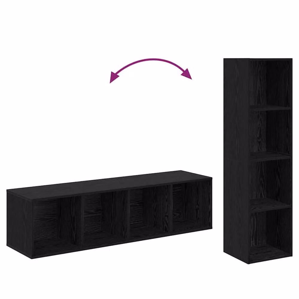Berkfield Home Modern Black TV Cabinet in Engineered Wood W/D/H: 37 x 37 x 142.5 cm – 6