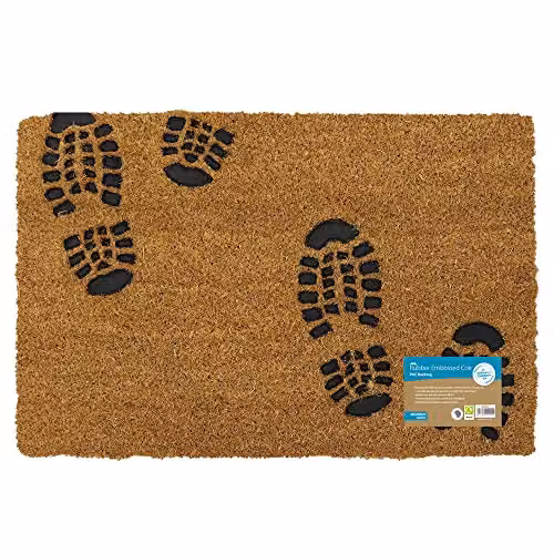 JVL Coir Doormat with Rubber PVC Backing, Graphic Design, Brown/Beige, W: 40 cm, D: 60 cm – 5