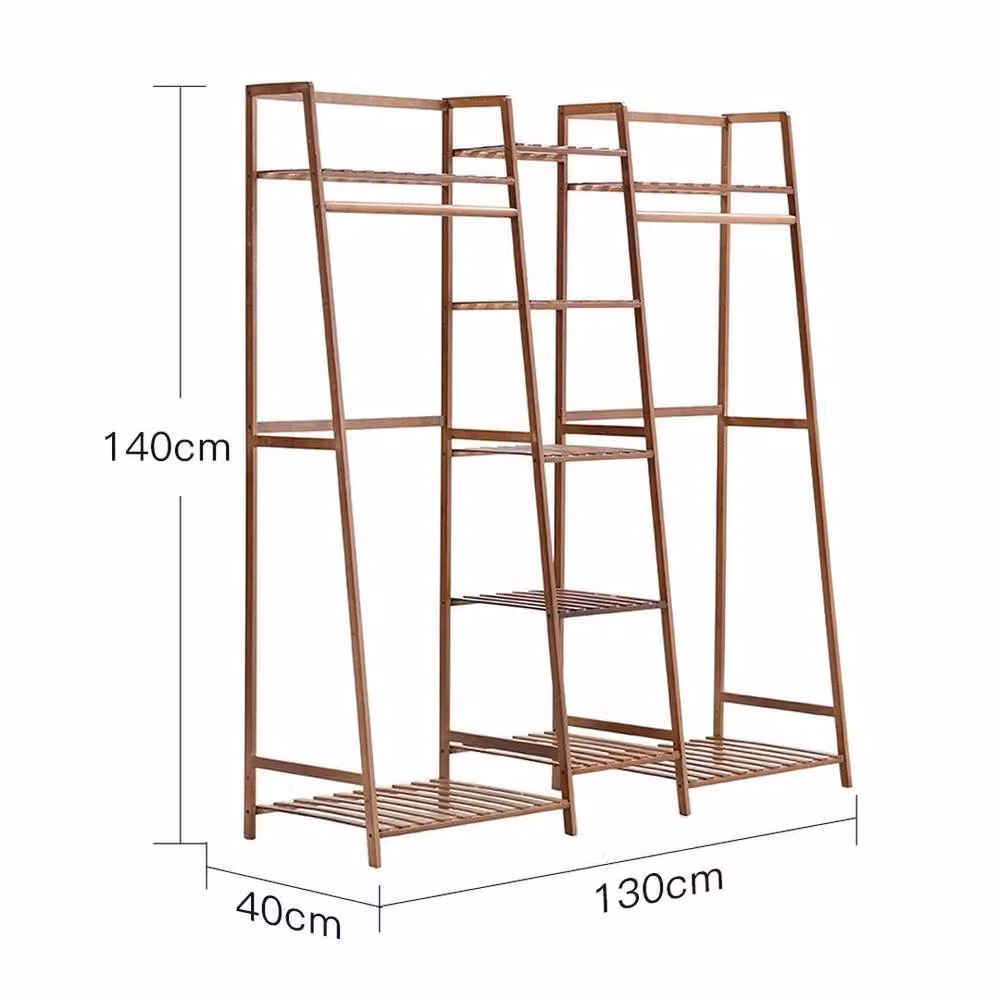 Kelvenix Heavy Duty Brown Bamboo Wooden Clothes Rail Rack – 2