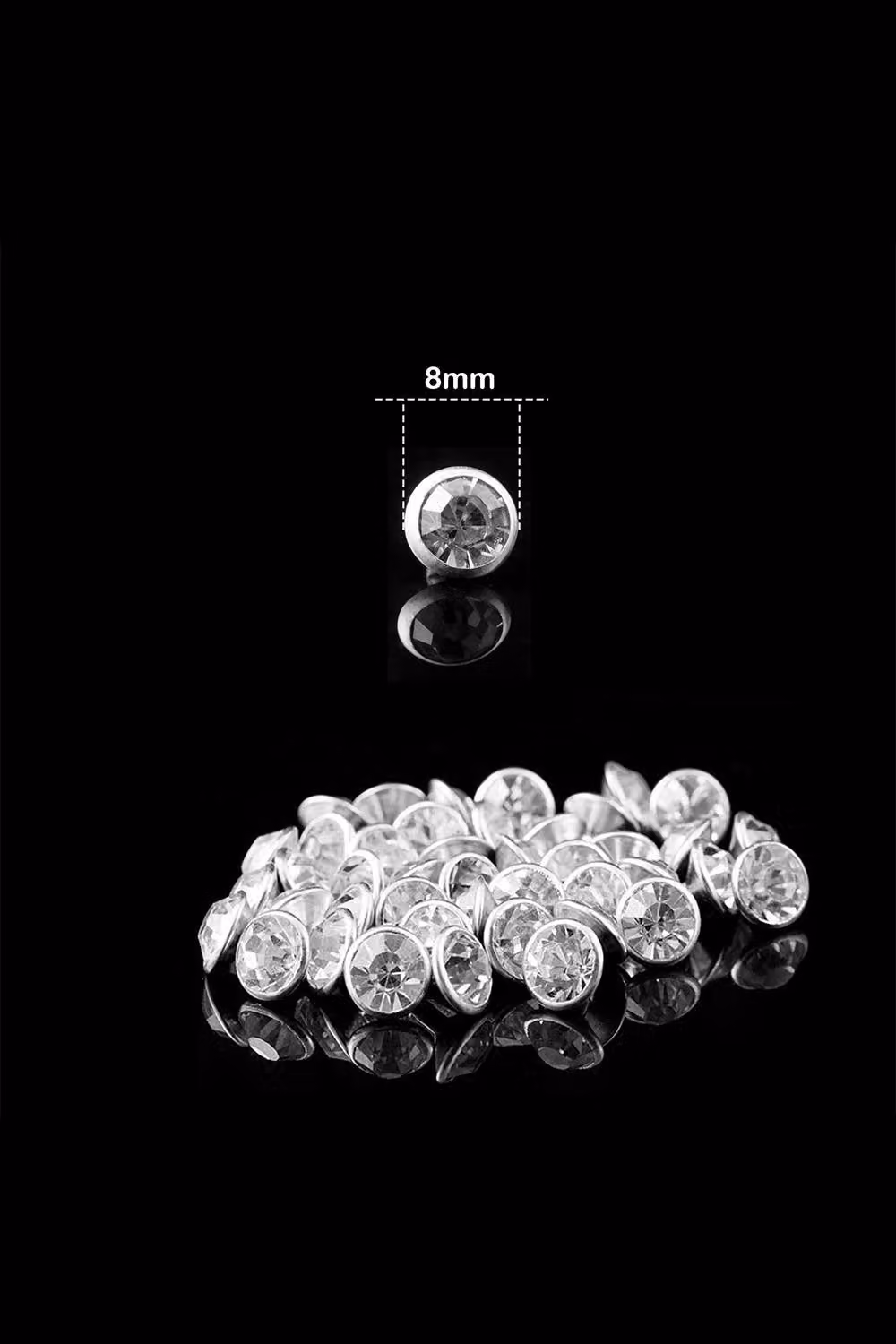Neel Blue 8mm Flat Clear Crystal Rivets, Diamante Acrylic Studs with Nickel-Plated Silver Pins – 2