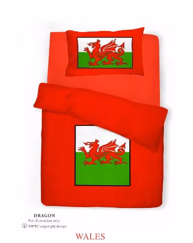 Velosso Welsh Dragon Duvet Cover and Pillowcase Set, Red, Single (90 x 190 cm) – 2