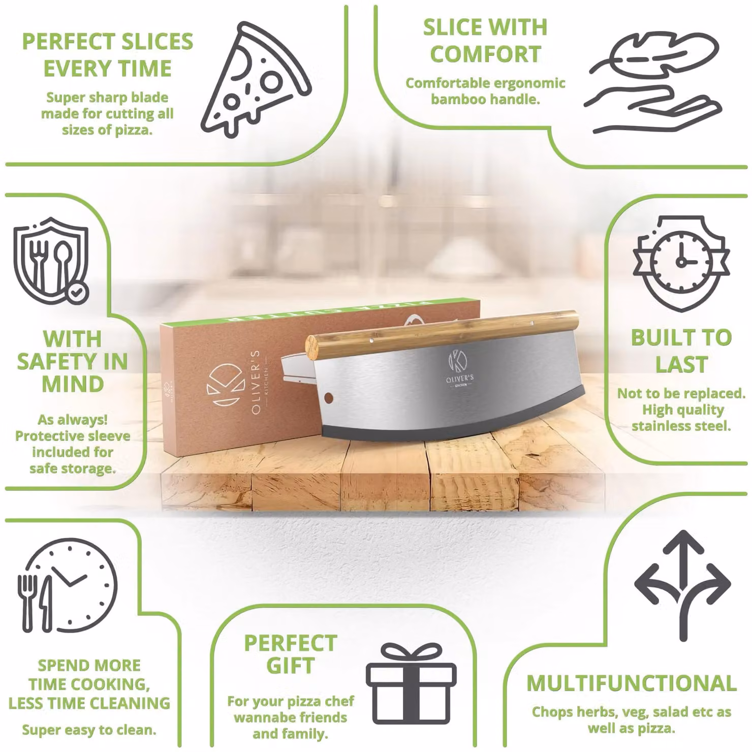 Oliver's Kitchen Pizza Rocker Cutter in Silver – 3