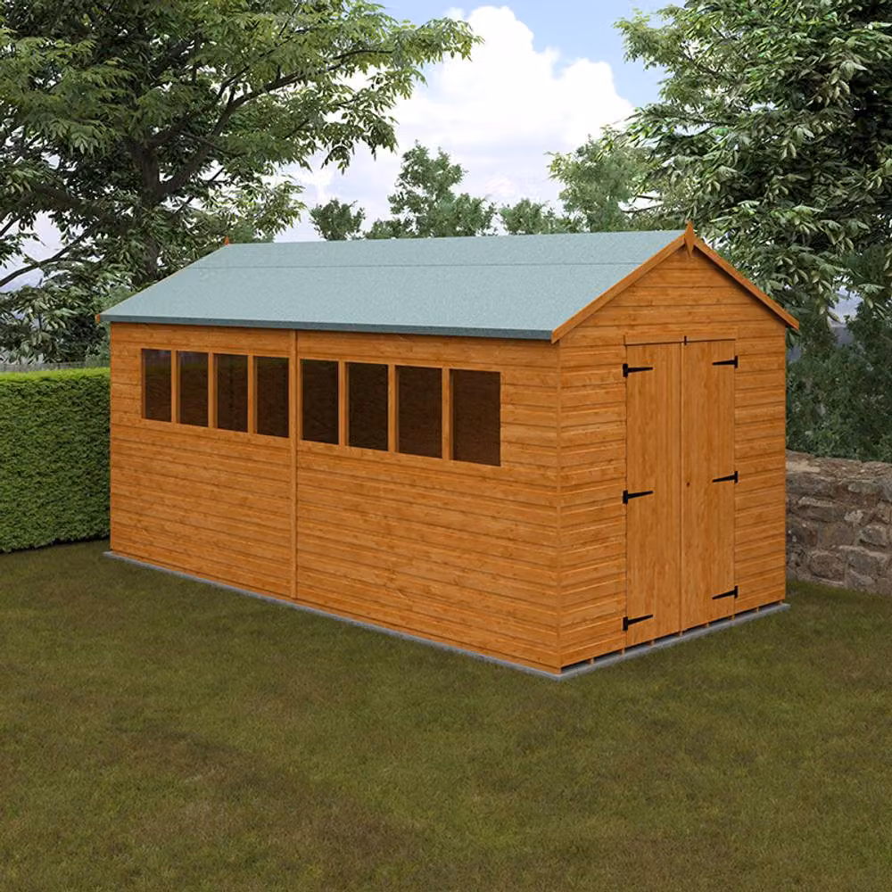 Buttercup Farm XL Workshop 12mm Wood Shed in Burnt Orange and Grey, W: 235 cm, D: 475 cm, H: 254.5 cm – 2