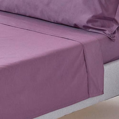 Homescapes Purple Grape Egyptian Cotton Percale Flat Sheet, Single, W/D/H: 90 x 200 cm – 1