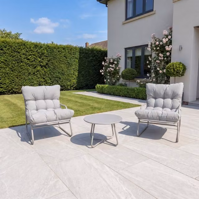 Artemis Home Calmo 2 Seat Patio Conversation Set in Beige Metal