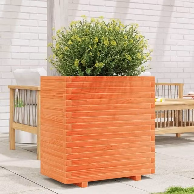 Berkfield Home Beautiful Garden Planter in Brown Solid Wood, W/D/H: 70 x 40 x 72.5 cm – 1