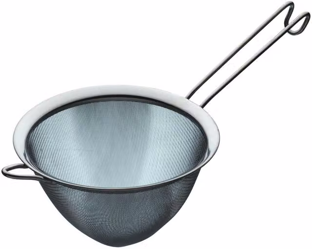 KitchenCraft Stainless Steel Fine Mesh Conical Sieve with Handles, Silver, 18cm