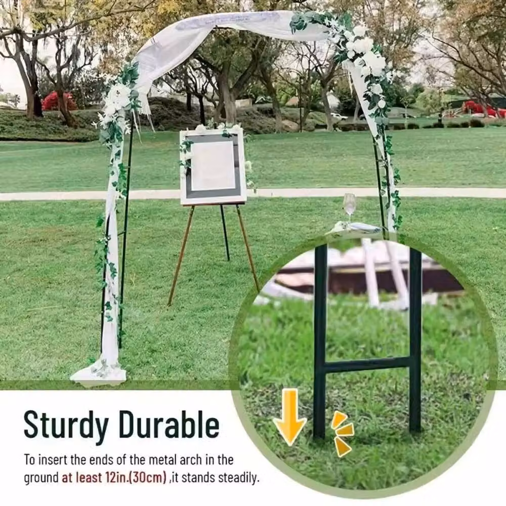 VOGREX Black Metal Garden Arch Trellis Support, H 240 cm x W 230 cm x D 38 cm – 3