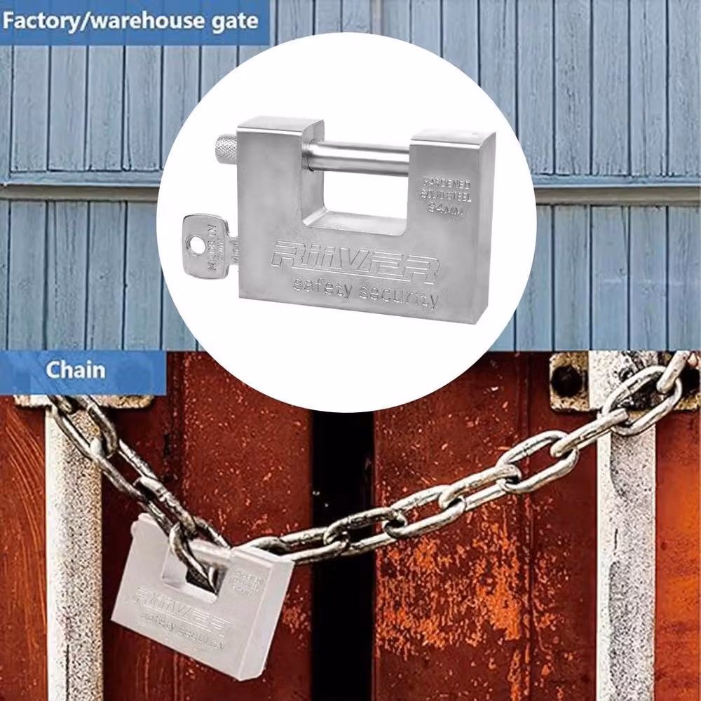 KORVIXA Heavy-Duty Armoured Steel Padlock in Silver with 10 Keys, 94 mm – 3