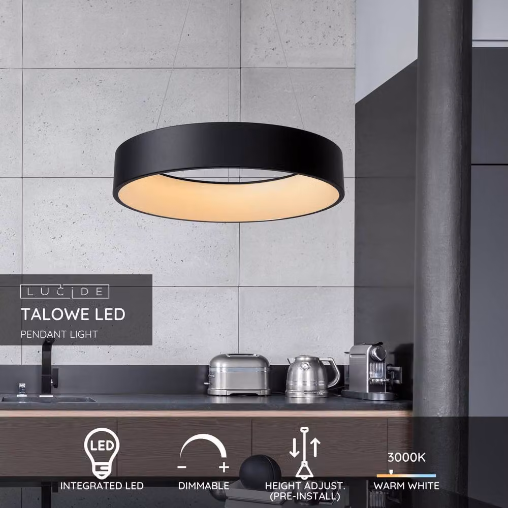 Talowe LED Modern Dimmable Pendant Light, Black, Diameter: 60 cm – 2