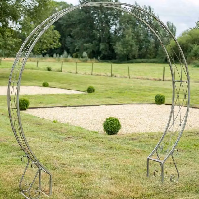 Ascalon Design Ltd Moon Gate Arch Metal in Mottled Sage Green, W/D/H: 204 x 38 x 212 cm