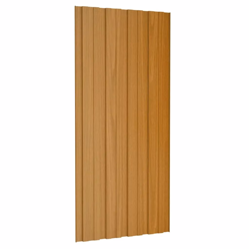 Berkfield Home Roof Panels, 36 Pieces, Galvanised Steel in Light Wood Colour, W: 100 cm, D: 45 cm – 2