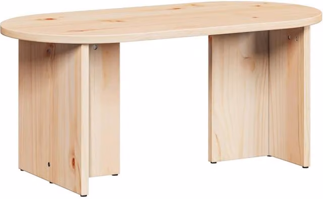 Berkfield Home Oval Drop Leaf Coffee Table in Light Brown Solid Pine Wood, W: 80 cm, D: 39.5 cm, H: 35 cm