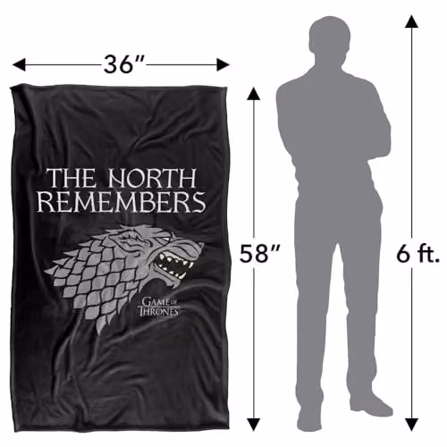 LOGOVISION Game of Thrones The North Remembers Stark Super Soft Fleece Throw Blanket, Multicolour, W: 91.44 cm x D: 147 cm – 4