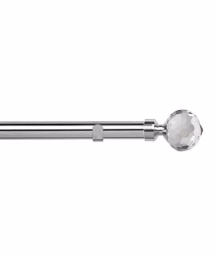 New Edge Blinds Silver Metal Eyelet Curtain Pole Set, W/D/H: 90 x 90 cm