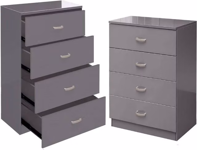 FORGEVIO Grey High Gloss Modern Chest of Drawers – 1