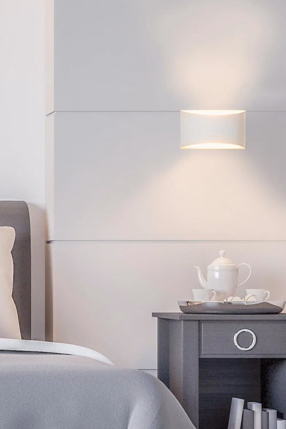 Harper Living White Art Deco Plaster Indoor Up and Down Wall Light – 2