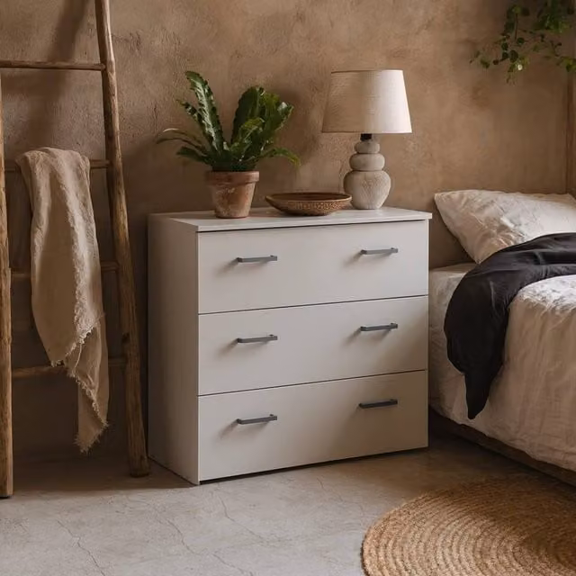 Wyld Haus Munich White 3 Drawer Wooden Chest