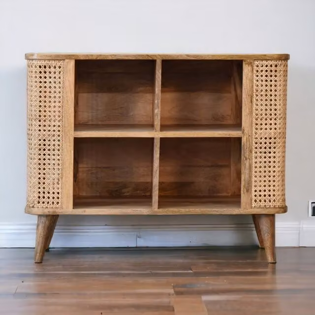 Artisan Furniture Mango Wood and Rattan Classic Cabinet, Brown