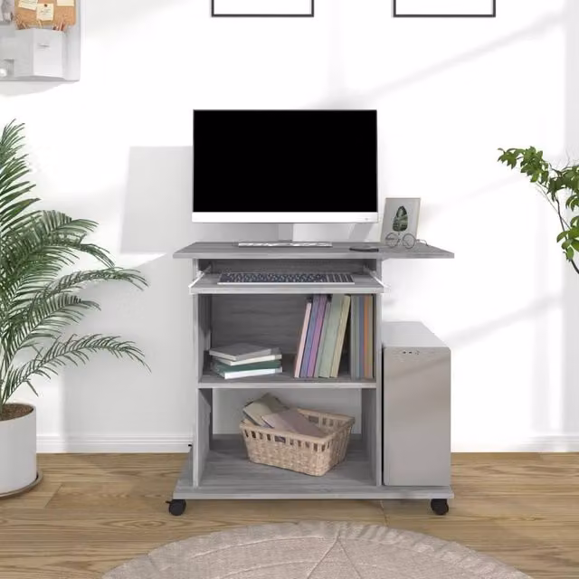 Berkfield Home Modern Computer Desk in Grey Sonoma, W/D/H: 80 x 50 x 75 cm – 1