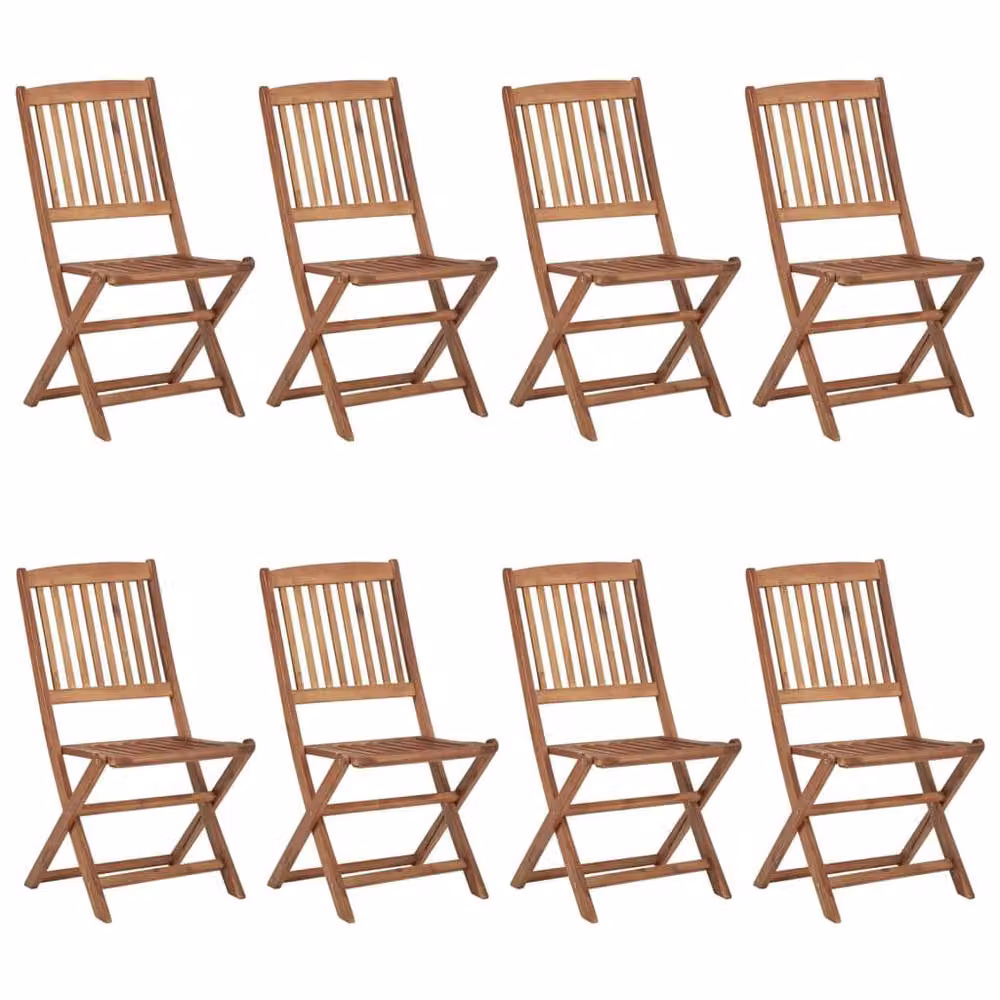Berkfield Home Set of 8 Folding Outdoor Chairs in Brown Solid Oiled Acacia Wood – 2
