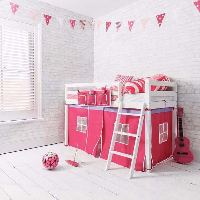 Nöa and Nani Ontario Cabin Bed Midsleeper Shorty with Pink Tent in White and Pink