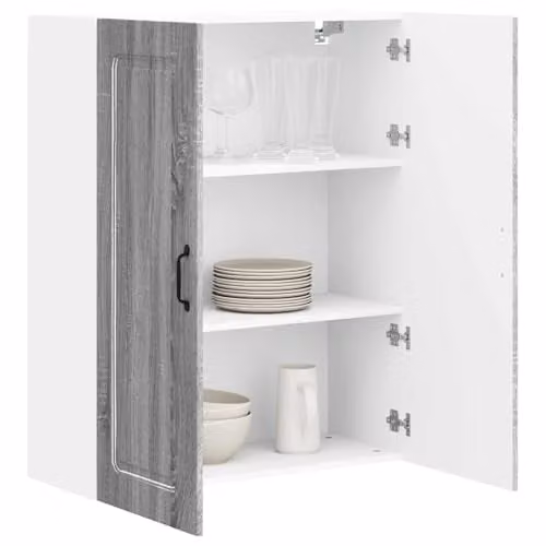 vidaXL Modern Grey Kitchen Wall Unit with Hinged Doors and Internal Shelves, W/D/H: 80 x 31 x 100 cm