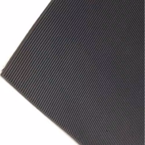Ark Mat Fine Ribbed Black Rubber Roll Flooring Matting W: 200 cm, L: 600 cm