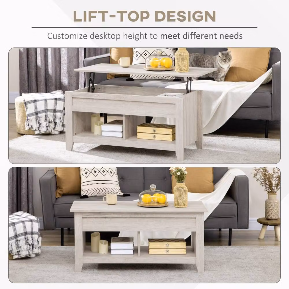 Wyld Haus Tonodo Light Oak Effect Lift Top Coffee Table with Storage Shelves – 3
