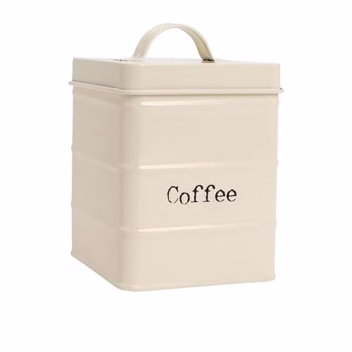 Harbour Housewares Metal Coffee Storage Canister with Airtight Lid, Beige