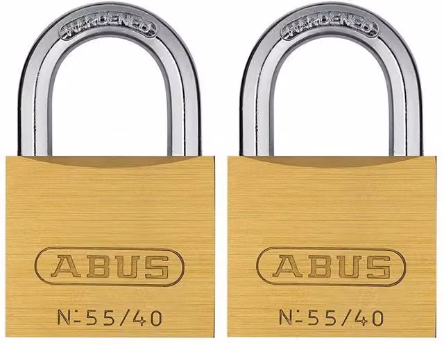 ABUS Brass Padlocks Twin Pack in Yellow and Gold