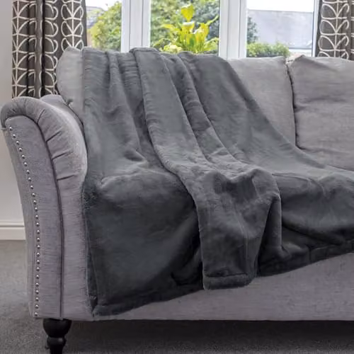 Dreamcatcher Faux Fur Polyester Throw Blanket, Grey, W/D/H: 160 x 130 cm – 1