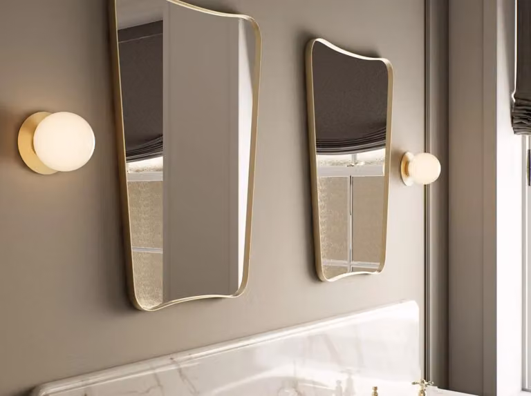 CTO Lighting Mezzo Small Modern White and Gold/Brass Metal and Glass IP44 Flush Wall Light for Bathrooms