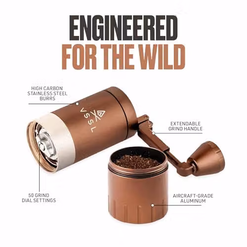 VSSL Java G25 Manual Coffee Grinder with Stainless Steel Conical Burr in Bronze – 3