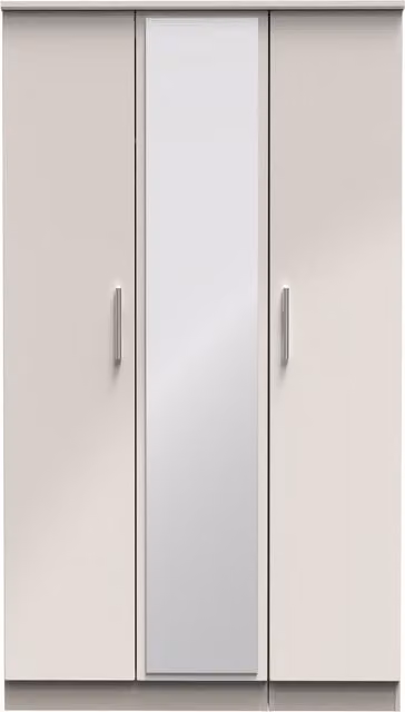 Knightsbridge Ready Assembled Triple Mirror Wardrobe in Kashmir Gloss Beige