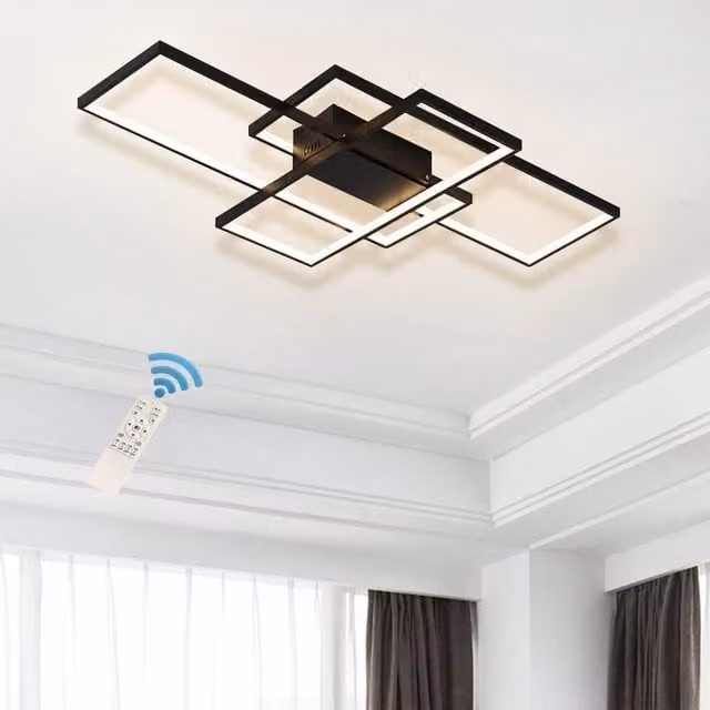 Garwarm Modern Black LED Ceiling Light with Remote Control – 1