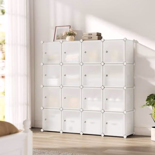 The Bazaarist Extra Large Stackable Cube Storage Cabinet in White