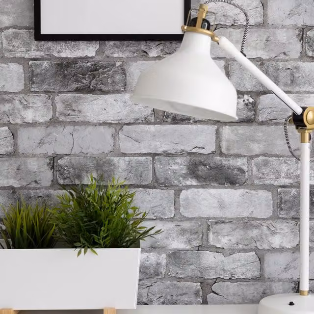 Nu London Brick Grey Self Adhesive Industrial Style Wallpaper Roll