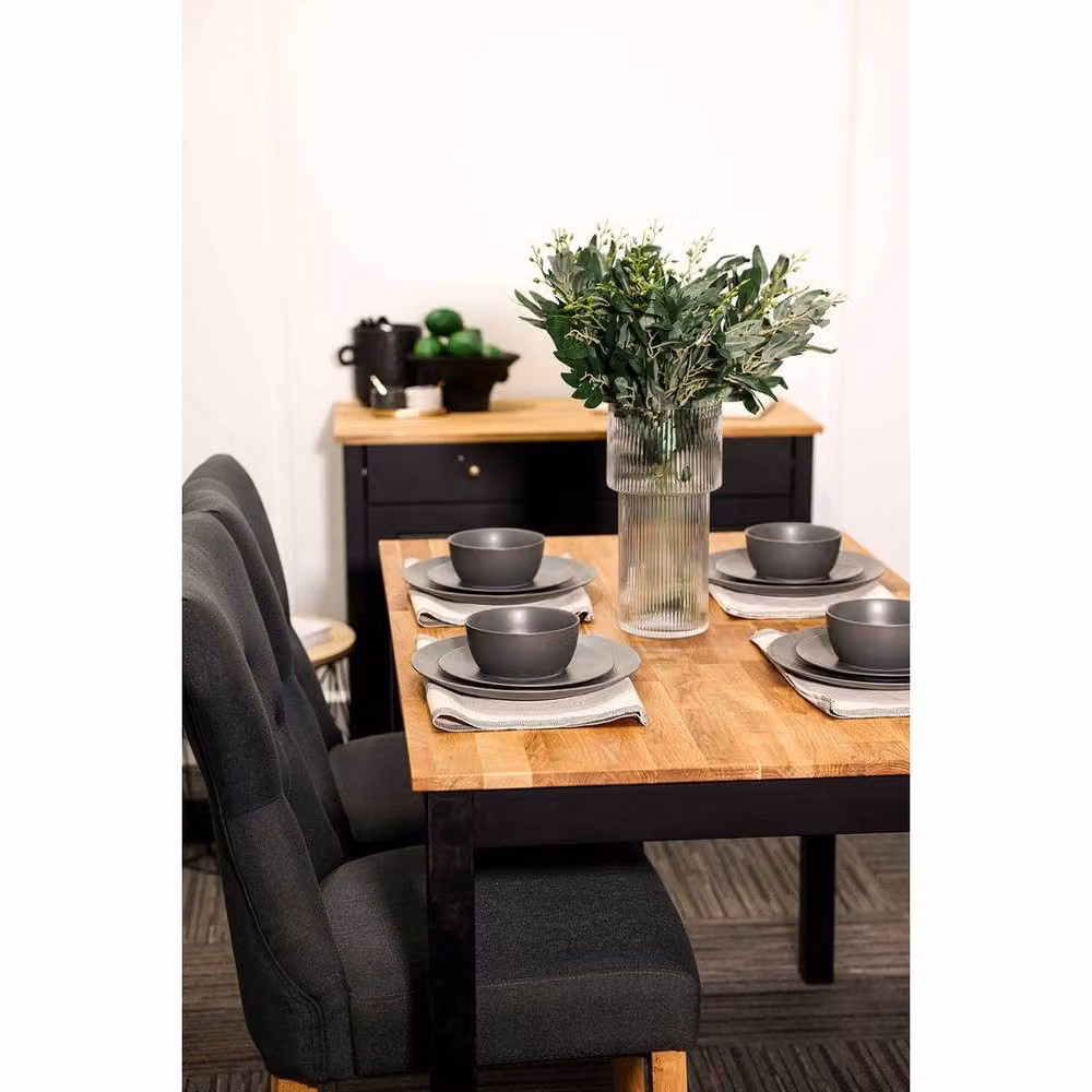 Lemon Pavilion Furniture Naples Dining Chair in Grey Linen Fabric with Oak Wood, W46 x D63 x H92 cm – 3