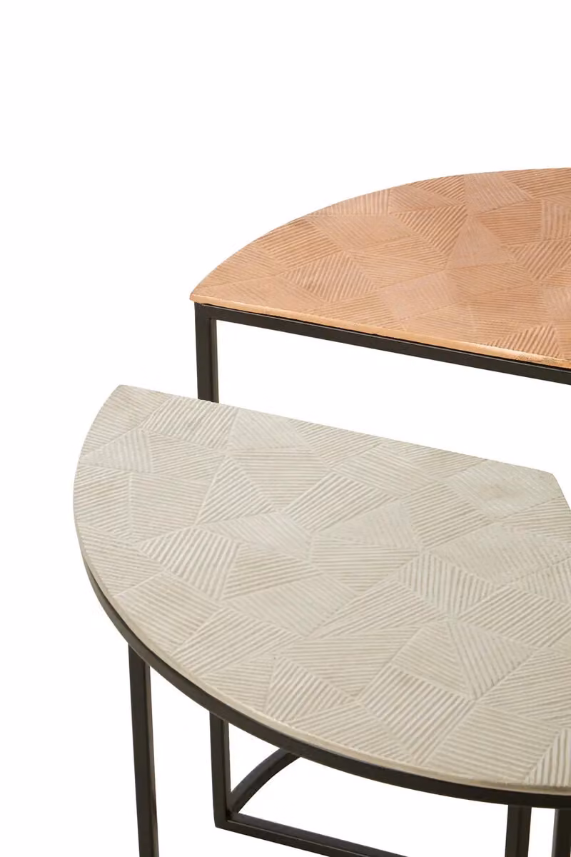 Orsina Set of 3 Geometric Round Metal Side Tables in Silver, Gold, Copper and Black – 3