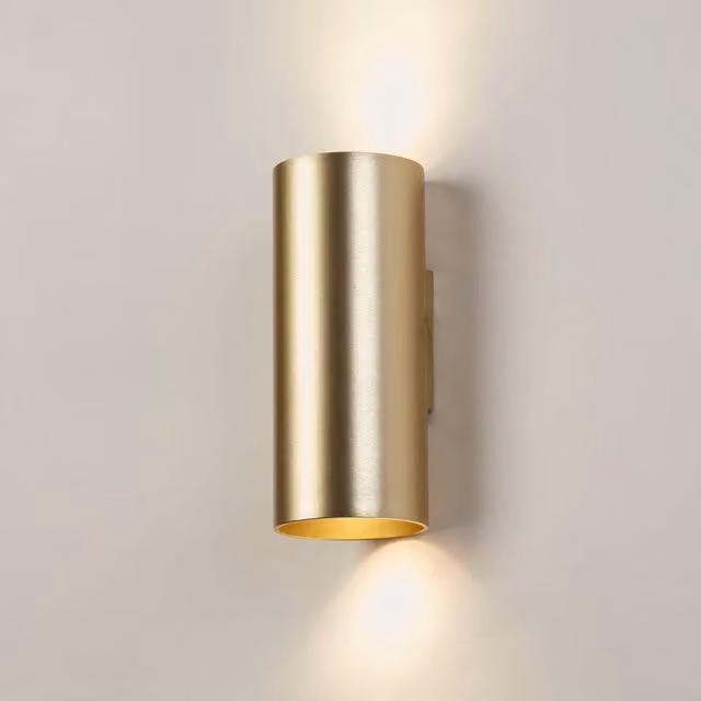 Cyls Cylinder Up and Down LED Wall Light in Gold