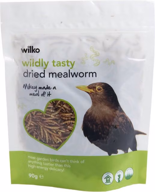 wilko Wildly Tasty Dried Mealworms for Wild Birds, 90g
